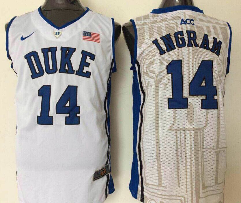 NCAA Men Duke Blue Devils 14 Ingram White